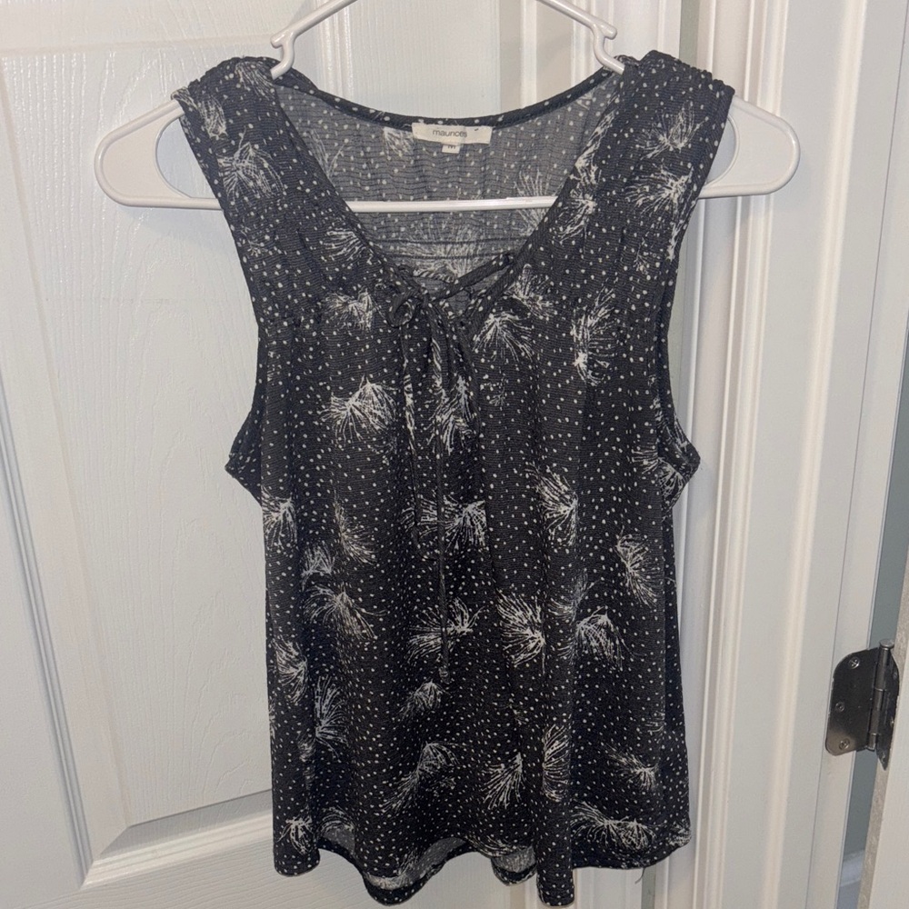 Maurice Charcoal and White Sleeveless Blouse